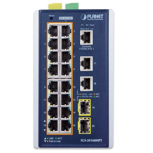 Kapcsoló Planet IGS-20160HPT 18x 1Gb 2x SFP 320 W PoE+