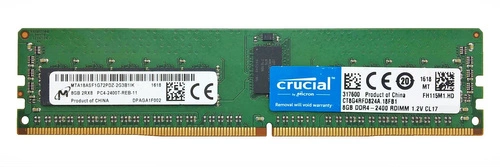 RAM memória 1x 8GB Micron ECC REGISTERED DDR4 2Rx8 2400MHz PC4-19200 RDIMM | MTA18ASF1G72PDZ-2G3