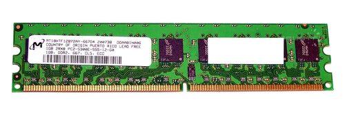RAM memória 1x 1GB Micron ECC UNBUFFERED DDR2  667MHz PC2-5300 UDIMM | MT18HTF12872AY-667D4
