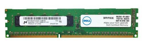 RAM memória 1x 4GB Micron ECC UNBUFFERED DDR3  1600MHz PC3-10600 UDIMM | MT18KSF51272AZ-1G4