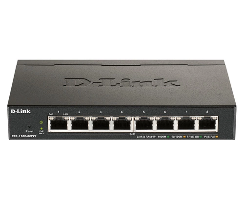 Kapcsoló D-Link DGS-1100-08PV2/E 8x 1Gb 64 W PoE+