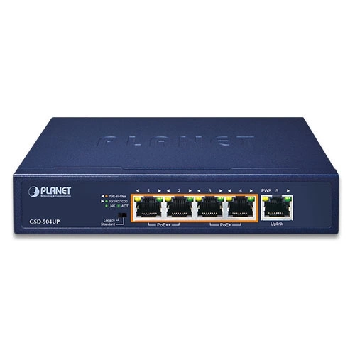 Kapcsoló Planet GSD-504UP 5x 1Gb 120 W PoE++