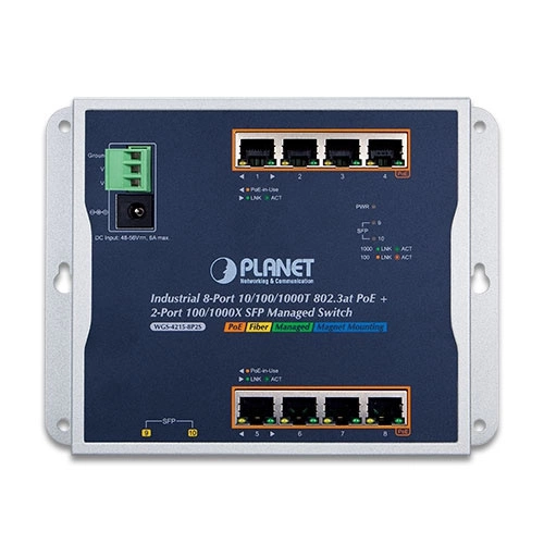 Kapcsoló Planet WGS-4215-8P2S 8x 1Gb 2x SFP 200 W PoE+