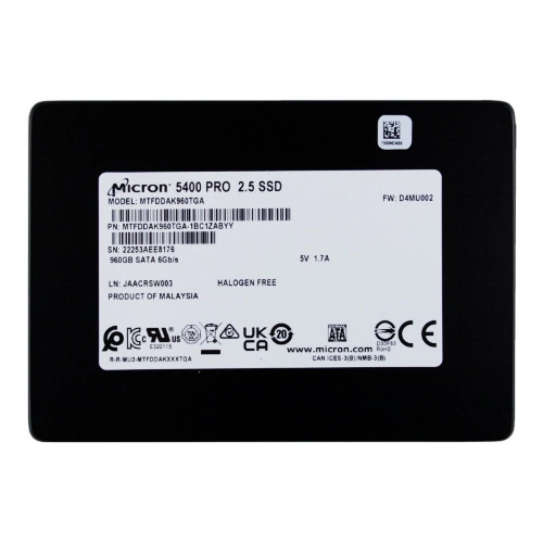 SSD Merevlemez Micron 5400 PRO 960GB 2.5'' SATA 6Gb/s TLC 3D-NAND | MTFDDAK960TGA-1BC1ZABYYR