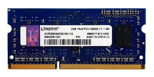RAM memória 1x 2GB Kingston SO-DIMM DDR3 1600MHz PC3-12800 | ACR256X64D3S16C11G 
