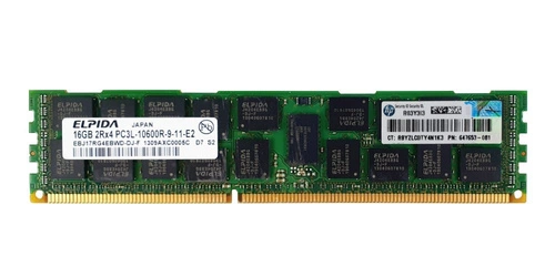 RAM memória 1x 16GB ELPIDA ECC REGISTERED DDR3  1333MHz PC3-10600 RDIMM | EBJ17RG4EBWD-DJ-F