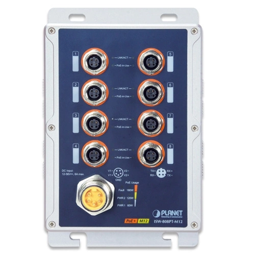 Kapcsoló Planet ISW-808PT-M12 120 W  PoE+