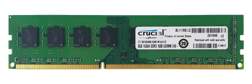 RAM memória 1x 8GB Crucial NON-ECC UNBUFFERED DDR3 1600MHz PC3-12800 UDIMM | CT102464BA160B.M16