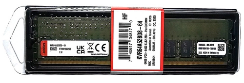 RAM memória 1x 64GB Kingston ValueRAM DDR5 2Rx8 6400MHz PC5-51200 CUDIMM | KVR64A52BD8-64