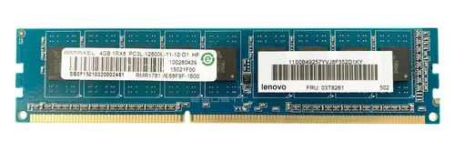 RAM memória 1x 4GB Ramaxel ECC UNBUFFERED DDR3 1Rx8 1600MHz PC3-12800 UDIMM | RMR1781ME68F9F-16