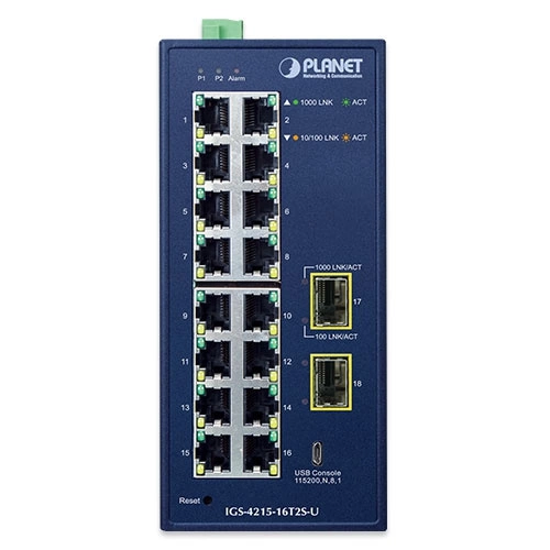 Kapcsoló Planet IGS-4215-16T2S 16x 1Gb 2x SFP