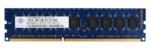 RAM memória 1x 4GB Nanya ECC UNBUFFERED DDR3 2Rx8 1333MHz PC3-10600 UDIMM | NT4GC72B8PG0NF-CG