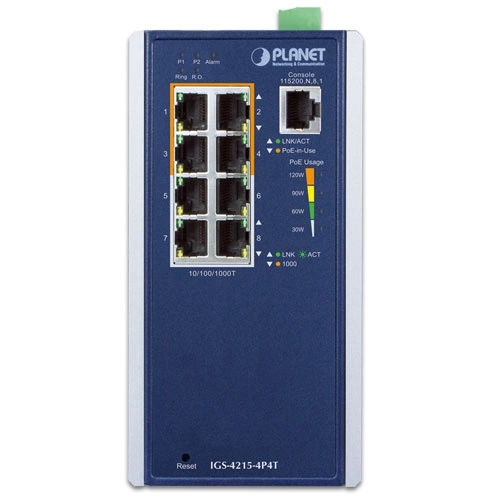 Kapcsoló Planet IGS-4215-4P4T 8x 1Gb 144 W PoE+