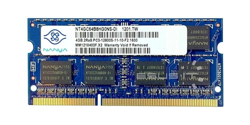 RAM memória 1x 4GB Nanya SO-DIMM DDR3 1600MHz PC3-12800 | NT4GC64B8HG0NS-DI