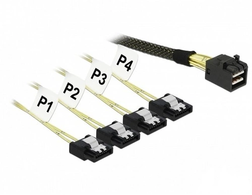 Delock Kábel (83393) Mini SAS HD SFF-8643 | 4 x SATA 7 Pin, 1m.| 83393