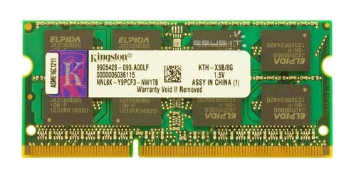 RAM memória 1x 8GB Kingston SO-DIMM DDR3 1333MHz PC3-10600 | KTH-X3B/8G