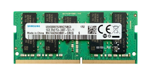 RAM memória 1x 16GB Samsung SO-DIMM DDR4 2400MHz PC4-19200 | M474A2K43BB1-CRC