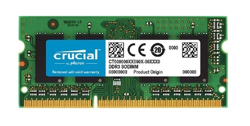 RAM memória 1x 4GB Crucial SO-DIMM DDR3 1600MHz PC3-12800 | CT51264BF160BJ