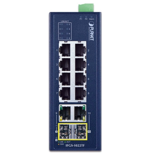 Kapcsoló Planet IFGS-1022TF 8x 100Mb 2x RJ-45/SFP