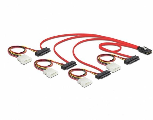 Delock kábel (83059) MiniSAS SFF-8087 | 4 x SAS SFF-8482 + táp 0,5m. | 83059