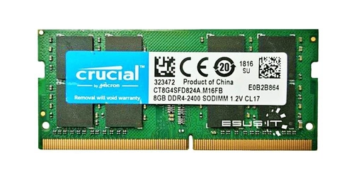 RAM memória 1x 8GB Crucial SO-DIMM DDR4 2400MHz PC4-19200 | CT8G4SFD824A