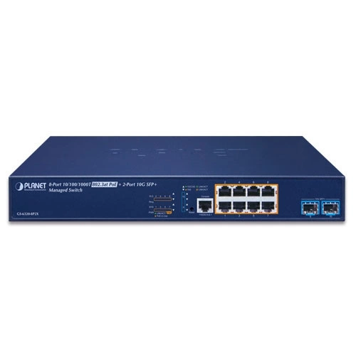 Kapcsoló Planet GS-6320-8P2X 8x 1Gb 2x SFP+ 120 W PoE+