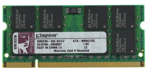 RAM memória 1x 2GB Kingston SO-DIMM DDR2 667MHz PC2-5300 | KTA-MB667/2G