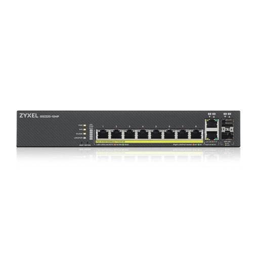 Kapcsoló Zyxel GS2220-10HP-EU0101F 8x 1Gb 2x RJ-45/SFP combo ports 180W PoE+