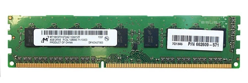 RAM memória 1x 4GB Micron ECC UNBUFFERED DDR3 2Rx8 1600MHz PC3-12800 UDIMM | MT18KSF51272AZ-1G6