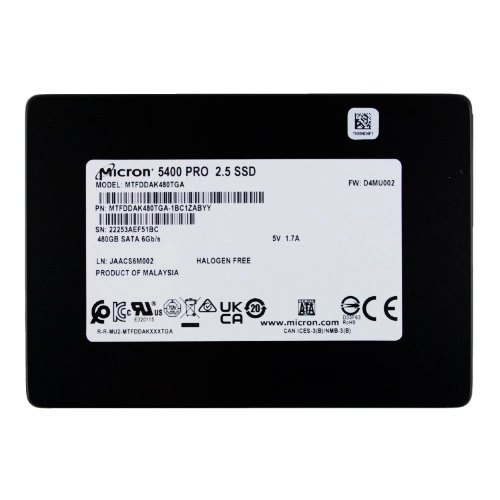 SSD Merevlemez Micron 5400 PRO 480GB 2.5'' SATA 6Gb/s TLC 3D-NAND | MTFDDAK480TGA-1BC1ZABYYR