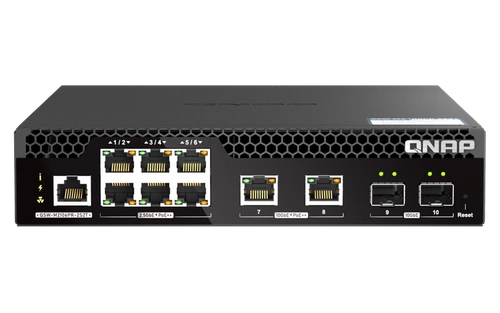 Kapcsoló QNAP QSW-M2106PR-2S2T 6x 2.5Gb | 2x 10Gb 2x SFP+ 310 W PoE+/PoE++