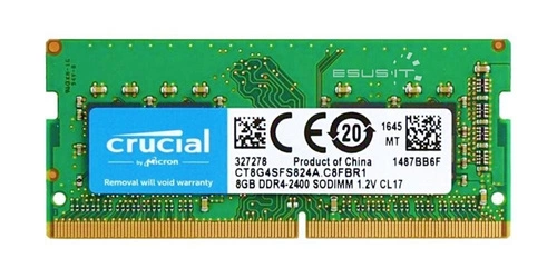 RAM memória 1x 8GB Crucial SO-DIMM DDR4 2400MHz PC4-19200 | CT8G4SFS824A