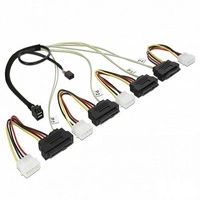 Delock Kábel (83390) Mini SAS HD SFF-8643 | 4 x SAS SFF-8482 + táp + oldalsáv, 0,5m. | 83390