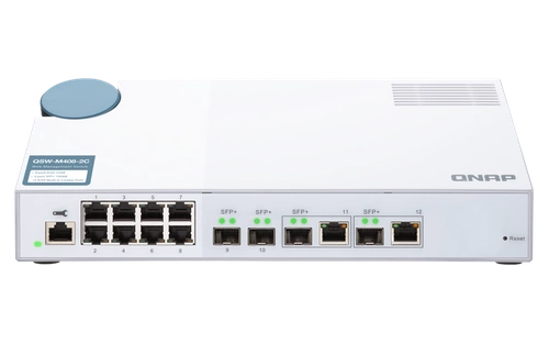 Kapcsoló QNAP QSW-M408-2C 8x 1Gb 2x SFP+ 2x RJ-45/SFP+