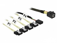 Delock kábel (83315) Csatlakozó: 1 x Mini SAS HD SFF-8643 és SATA 7pin + Sideband,  0.5m.| 83315